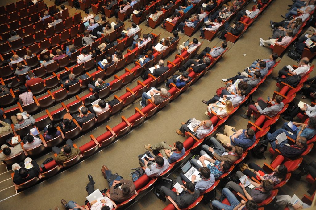 People sat in a crowd