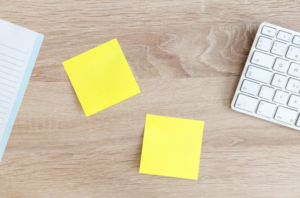 Sticky notes used for business planning