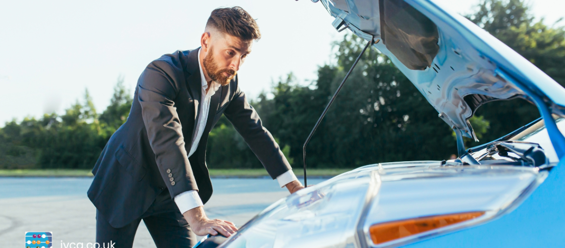 Man looking in bonnet symbolising looking under the bonnet of his small business